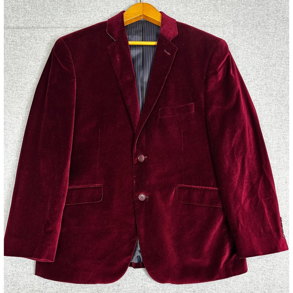 Madison Blazer Mens 42S Wine Red Velvet 2-Button Sport Coat Jacket